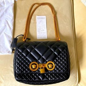 Versace Women’s M icon quilted shoulder bag